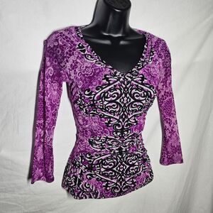 Y2K eclectic boho fairy grunge micro mesh 3/4 sleeve blouse